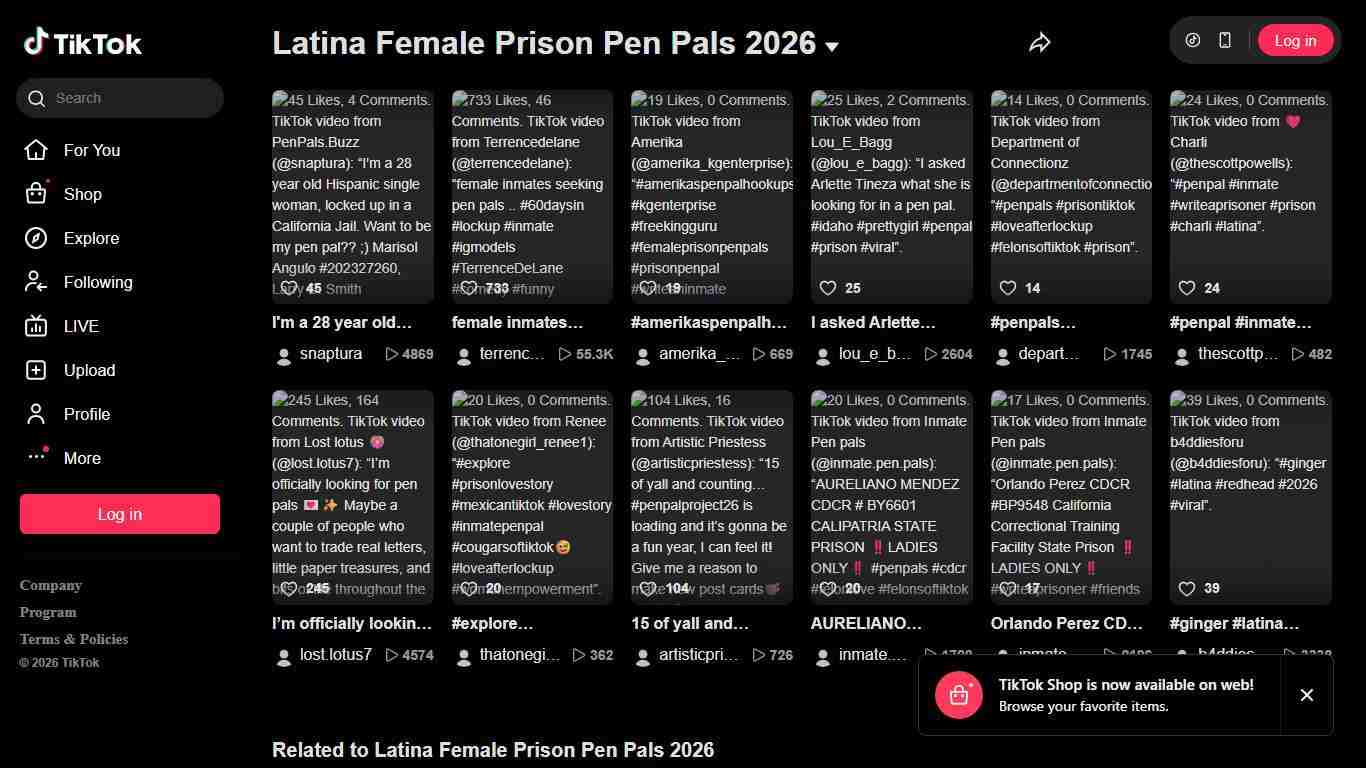 Latina Female Prison Pen Pals 2026 TikTok